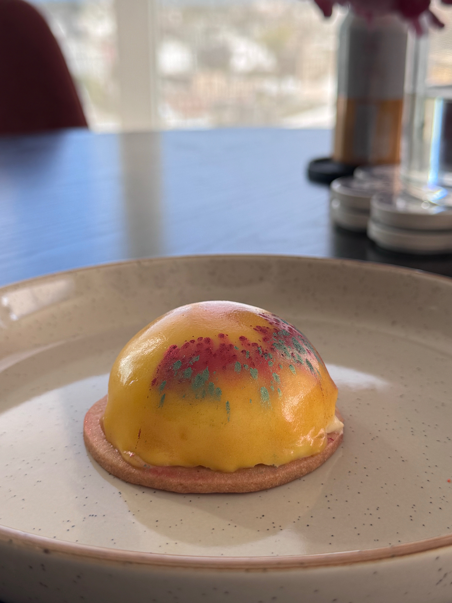 Mango entremet with mirror glaze